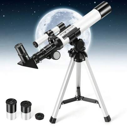 Astronomisches Teleskop, hochauflösendes Sternbeobachtungsteleskop, Primärteleskop, ausgestattet mit einem 45-cm-Stativ, geeignet als Geschenk für Freunde