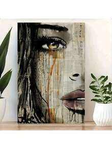 Impresión artística en lienzo de rostro de mujer abstracto moderno, decoración para el hogar de 20x28 pulgadas, pintura colgante, decoración de pared - decoración de pared sin marco para salas de estar y dormitorios