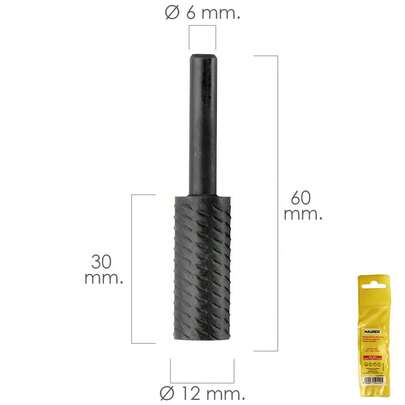 MAURER 7040050 Zylindrischer Metall-Rotationsfräser Ø 12 mm für Bohr-/Fräsmaschine, mehrfarbig