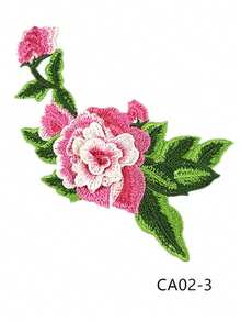 1pc Colorful 3D Embroidered Peony Flower Patch With Lace Trim, DIY Clothing Accessory Applique
