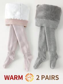 2 Pairs Kids Leggings Toddler Baby Girls Tights, Thickened For Winter, Warm And Comfortable, Suitable For Outer Wear In Winter - Multicolor - View 18
