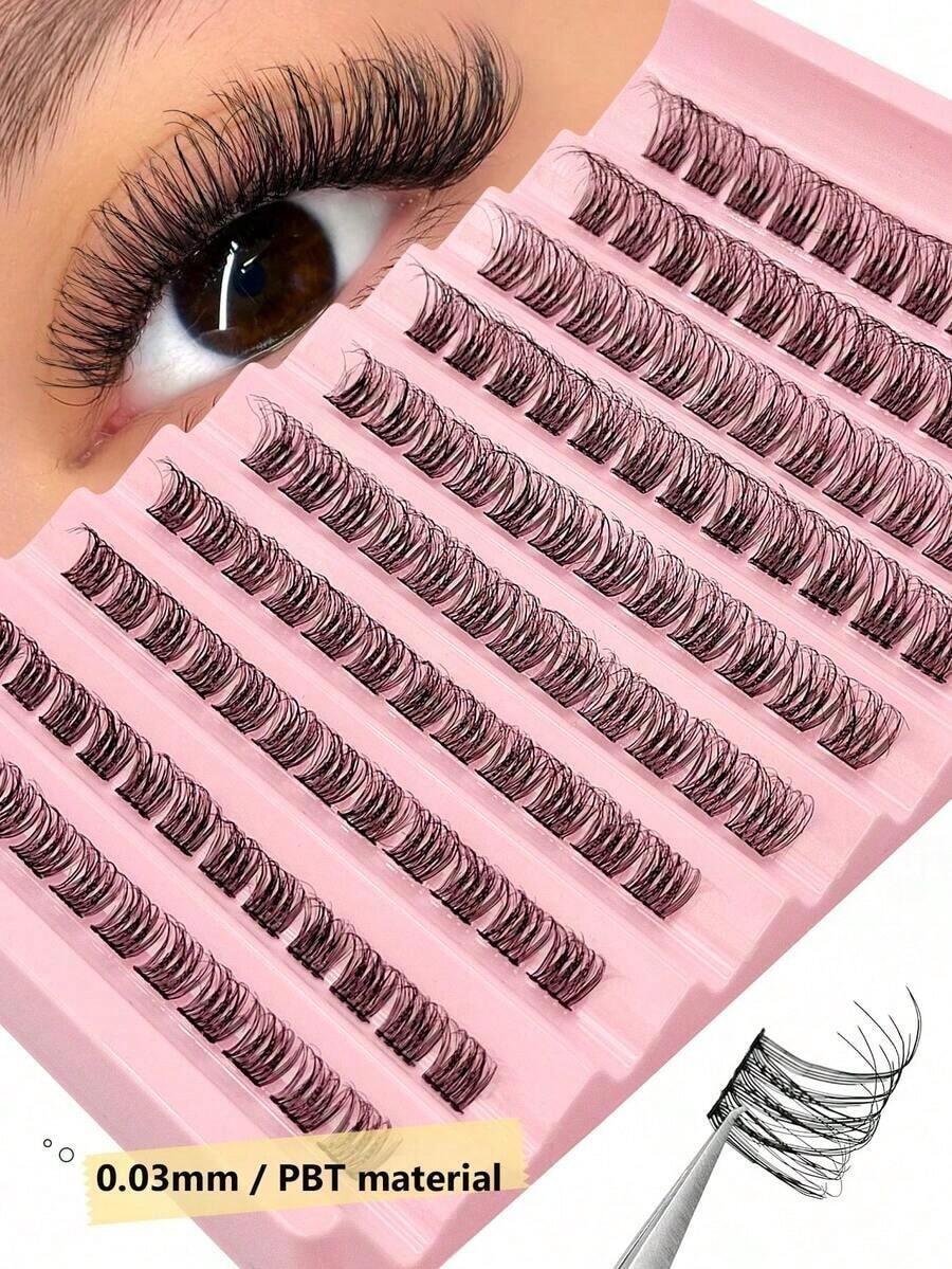 !! ! 150Pcs D Curl Eyelash Clusters Wispy Voluminous And Lightweight Individual Lashes, Natural Look Lashes Fluffy Cluster Lashes DIY Eyelash Extension Women's Eye Makeup, Beginner Friendly, Reusablelash Clusters,Eyelash Clusters,Individual Eyelashes,Lashes,Fake Lashes. Random Style.