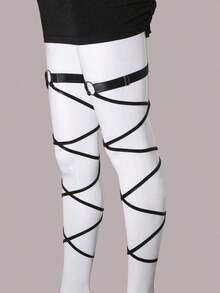 2pcs Punk Ring Decor Garter Belt Harness Halloween - Black - View 3