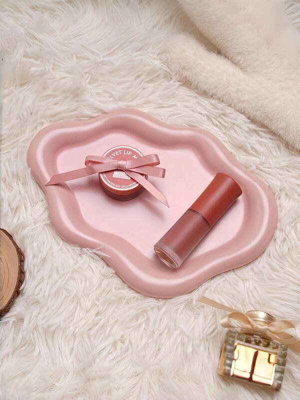 云状饰品盘，珠宝托盘，陶瓷珠宝戒指饰品盘，用于戒指耳环项链收纳盒，母亲节感恩节圣诞节生日伴娘礼物（粉色）