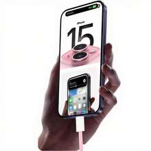 3.3/6.6/10ft USB-C To Type-C Fast Charging Cable, Nylon Braided Charging Data Cord Compatible With IPhone 17/16/15, Android Phones, Suitable For Indoor/Outdoor/Travel And Car Use, Support Fast Charging - Baby Pink - View 6