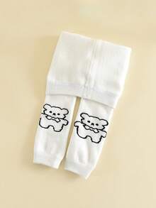 1件秋冬季保暖加厚紧身裤，卡通印花保暖婴儿裤袜