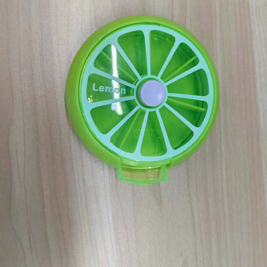 2025 New Portable Mini 7-Compartment Fruit Shaped Rotating Transparent Pill Organizer Box Travel Essentials For Holiday Vacation Medicine Organizer Emergency Kit Pill Box For Travel For Outdoor First Aid Bag