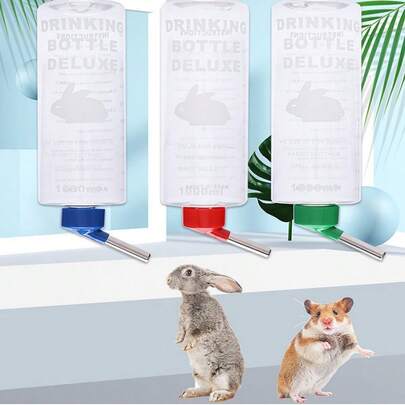 موزع مياه للحيوانات الأليفة سعة 1000 مل، زجاجة مياه كروية للحيوانات الأليفة مثل الهامستر والخنازير الغينية والأرانب والقطط والكلاب