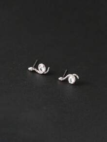 GAGAFEEL A Pair Of Sterling 925 Silver Fashionable Cool Mini Animal Snake Zirconia Ear Studs Earrings For Women Daily Wearing Friendship Birthday Party Jewelry Gift