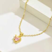 Collar con colgante de corazón de piedra lunar, cadena delgada minimalista para la clavícula, joyería de cuello con estilo lindo para el Día de San Valentín para mujeres