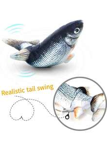 1 Peça Brinquedo de Peixe Mole Elétrico para Gatos, Brinquedo de Gato Tocirelo Prático e Versátil Peixe Mole com Catnip, Brinquedo de Gato em Movimento Interativo para Gatos Internos, Brinquedo de Cachorro Mole Chutador para Filhotes, Peixe de Pelúcia Realista Elétrico Oscilante de 28cm para Exercício de Gatos