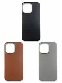 3-Pack Luxury Leather-Feel Phone Cases, Compatible With IPhone 13, 14, 15, 16 Pro Max, Galaxy, Black, Grey, Brown - Multicolor - View 19