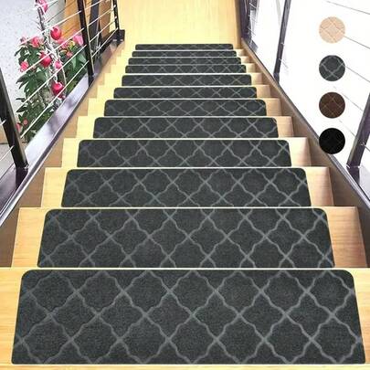 4/7/15pcs Carpet Stair Treads, Suitable For Stair Steps, Protect Elderly And Pets, Non-Slip Stair Mats, Trimmable And Reusable, Reinforced Edges, Durable Stair Covering Pads