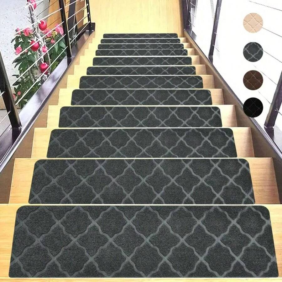4/7/15pcs Carpet Stair Treads, Suitable For Stair Steps, Protect Elderly And Pets, Non-Slip Stair Mats, Trimmable And Reusable, Reinforced Edges, Durable Stair Covering Pads - Multicolor - View 1