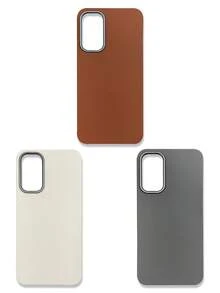 Funda de teléfono de lujo con textura de lichi de tacto suave, combinación de 3 colores para todas las estaciones, gris, marrón y beige, compatible con iPhone/Galaxy - Multicolor - Ver 25