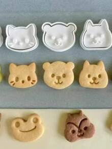 Moldes de galletas de animales lindos de plástico 3D en forma de perro, gato, ardilla y oso. Moldes de galletas prensables, sellos de galletas, herramientas de cocina para hornear y repostería - animal - Ver 5