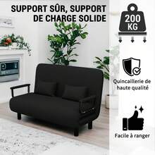 Foldable Double Sofa Bed Convertible Angle Adjustable Headrest Entire Mattress Sponge Linen fabric Suitable for iving Rooms and Bedrooms Blue Color