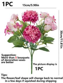 1/3/80 pezzi Bouquet di fiori artificiali rose, ortensie, peonie, fiori artificiali piante finte per decorazioni invernali, regali di compleanno, articoli essenziali per le vacanze, decorazioni per camera da letto, decorazioni per la casa - Fucsia - Visualizzare 2
