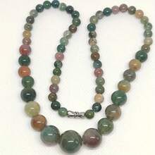 Collar Graduado Hecho con una Mezcla de Cuentas de Ágata de la India - Ágata naranja - Ver 1