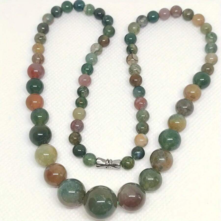 Collar Graduado Hecho con una Mezcla de Cuentas de Ágata de la India - Ágata naranja - Ver 1