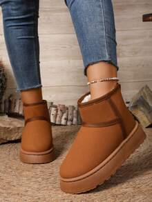 New Women's Fashion Warm Casual Short Snow Boots Winter Boots Non-Slip Ankle Boots - Brown - View 4