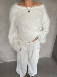 Pull tricoté sexy épaules dénudées, confortable et élégant, convient pour les rendez-vous, les sorties décontractées et les voyages en automne/hiver.