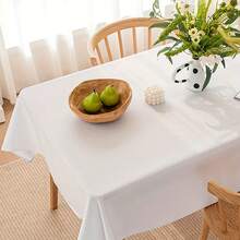 6-Pack Elegant White Polyester Tablecloth For Outdoor Parties - Rectangular Design, Perfect For Holiday Celebrations, Birthdays, Weddings, Christmas Decorations, Halloween Party Favors