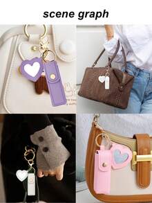 1pc Lipstick Holder With Heart-Shaped Mirror, Useful For Women Makeup, Key Chain. Heart-Shaped Mirror Decorated Lipstick Case, Multi-Color Women Makeup Bag, Heart-Shaped And Bag Decor Fashion Keychain Pendant, Wallet, Purse, Bag Accessories, Storage Pouch ,Jewellery Box,Pouch,Makeup Brush Holder,Brush Holder,Perfume Organiser,Pouch Bag