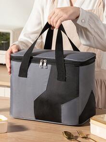 1pc Large Capacity Lightning Insulated Lunch Bag - Oxford Cloth + Aluminum Foil Material, Long-Lasting Thermal Insulation, Thick Handled Lunch Tote Bag For Office Workers, Students, Outdoor Camping Picnic, Unisex Lunch Box For Traveling For Women Portable Waterproof Bag Lunchbox