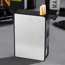 Customized Metal Cigarette Case, Designed For Business People, Brushed Metal Texture, Suitable For Both Men And Women, Automatic Push-Out Design, Durable And Scratch-Resistant, Keeps Cigarettes In Perfect Condition