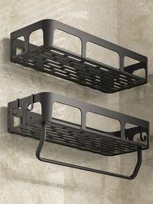 1 raft de baie montat pe perete, un raft de depozitare suspendat din plastic, potrivit pentru accesorii de baie, articole de toaletă și suporturi pentru periuțe de dinți, ușor de instalat fără găurire, ideal pentru utilizare în case și băi de hotel.