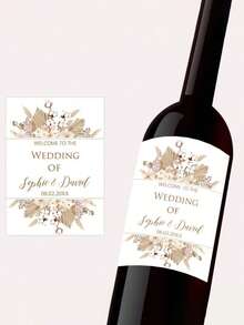 1/3/5pcs Customized Reed Grass Pattern Wine Bottle Packaging Stickers, Customized Labels, Can Print Any Text, Suitable For Various Occasions, Personalized Birthday Labels, Fashionable, Colorful, Cute, Charming, Minimalist, Holiday, Christmas Gift, Christmas Decoration, Personalized Gift - Multicolor - View 6
