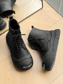 Herren Herbst/Winter Neue Hochschaft Reißverschluss Schwarze Stiefel, Sport Metall Ösen Schnürung Seitlicher Reißverschluss - Schwarz - Übersicht 9