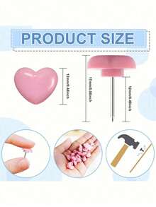 100pcs Multicolor Heart Shape Push Pins, Thumb Tacks,Suitable For Cork Board,Wall Hanging, Bulletin Board, Christmas Decoration, Holiday Gifts, Valentine's Day Gifts