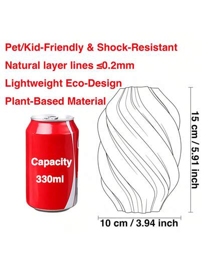 1pc Moderne Curved Plastic Flower Vase Artificial Pampas Grass, Minimalist Home Grijs Twist Tafel Centerpiece Wedding, Living Room, Office Bureau ation, Ho warming Room Glass view 3