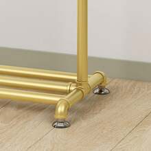 Industrial Gold Clothing Racks On Wheels, Boutique Display Gold Clothes Rack With Shelf, Rolling Garment Rack For Retail Use