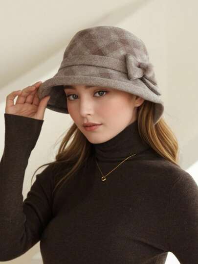 1pc Autumn/Winter Windproof Warm Bucket Hat, Fashionable Casual Middle-Aged & Elderly Rolled Brim Bucket Hat, Versatile For Outdoor, Party, Gathering