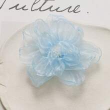 10pcs Peach Pink Chiffon Flower Embroidered Patches, Lightweight Organza Appliques, Fashionable And Cute, For DIY Crafts, Hair Ties, Clips, And Clothing Accessories