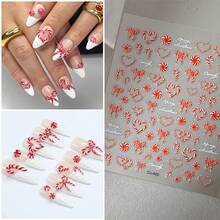 1pc 5D Jelly Embossed Red Christmas Candy Nail Sticker, DIY Self-Adhesive Waterproof Nail Art Decal - Multicolor - View 7