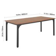 Rectangle Dining Table, 71 Inch Length Large Wood Tables For 6-8 Person, Farmhouse Dinner Furniture, Rustic Conference Desk With Iron Legs, For Home Kitchen Living Room, Brown(Only Table) - Brown - View 10