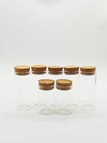6 pièces/30 mm Bouteilles capsules à bouche droite en bois, petites bouteilles en verre avec bouchons en bois, bouteilles réglementaires transparentes, bouteilles décoratives artisanales, bouteilles de rangement pour cadeaux, mini bouteilles en verre, petites bouteilles.
