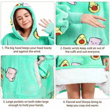 Wearable Blanket Hoodie For Adult,Soft Comfort With Pockets, Cartoon Cute Style, Machine Washable,Suitable For Autumn And Winter Warm, Christmas Gift, New Year Gift Ect - 酪梨 - 查看 6