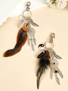 1pc Dream Catcher Keychain For Women,Boho Feather Keychain,Yin Yang Tai Chi Key Chain,Cute Keychain, Boho Bag Charm, Keyrings,Accessories For Backpack,Decorate Your Purse,Mobile Phones,Handbags,Tote, Backpack,Cameras, Car Keys Bag Accessories Lanyards With Id Holder Car Accessories Bag Charms Christmas Gift