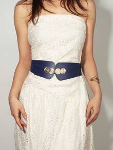 1pc Women's Elastic Waist Belt, Stretchy PU Leather Waist Band Decoration For Dresses, Versatile & Fashionable