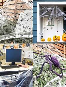 Halloween Decorations Artificial Spider Web Super Stretch Cobwebs With Fake Spiders Scary Party Scene Decor Horror House Props 20g /2000g - trắng - Xem 4
