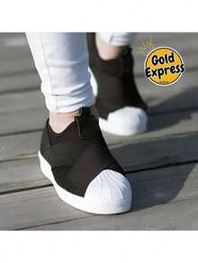 Women's Sports Sneakers Slip On Elastic Casual White Black 34 To 39 Soft And Light Comfortable Express Shipping! - 黑與白 - 查看 4