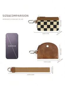 1pc Multifunctional Fashion Women's Wrist Bag Portable Malist Card Holder Cow Pattern PU Material For Women Wallet Mini Wallet Purse Wallet Wallet Keychain Coin Wallet - Multicolor - View 2