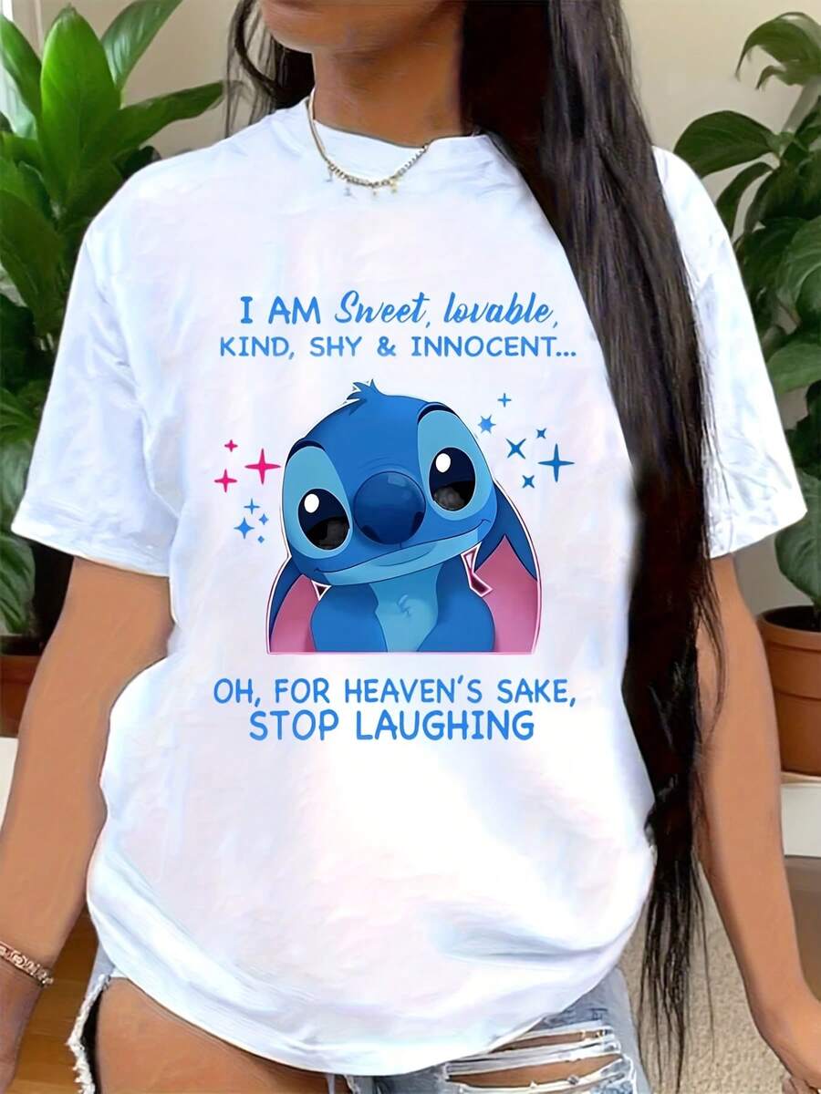 Stitch T-Shirt, Disneyland Shirt, Colorful Stitch And Friends Shirt,  Stitch Ohana Pattern T-Shirt, Blue Pink Stitch Ohana Tee, Stitch Team Tee,  Matching Top, 220g - trắng - Xem 1