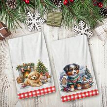 2/4/48 piezas Toallas de cocina navideñas vintage - Toallas de plato y mano ultra suaves y absorbentes de poliéster con diseño de perro lindo y cuadros rojos y blancos a cuadros búfalo - Perfectas para decoración navideña y regalos de Año Nuevo