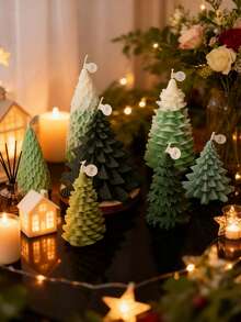 4 - Piece Christmas Tree Silicone Mold Set: Craft Stunning Holiday Candles With Ease! - White - View 5